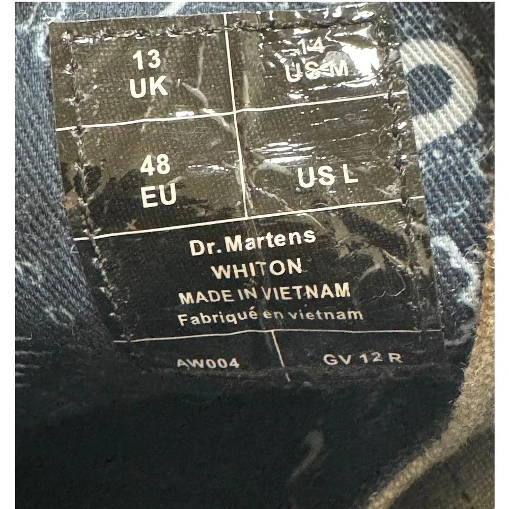 Dr. Martens Whiton Grey Canvas 8-Eye Boots Men's 14 UK 13 EU 48 AW004 GV 12 R